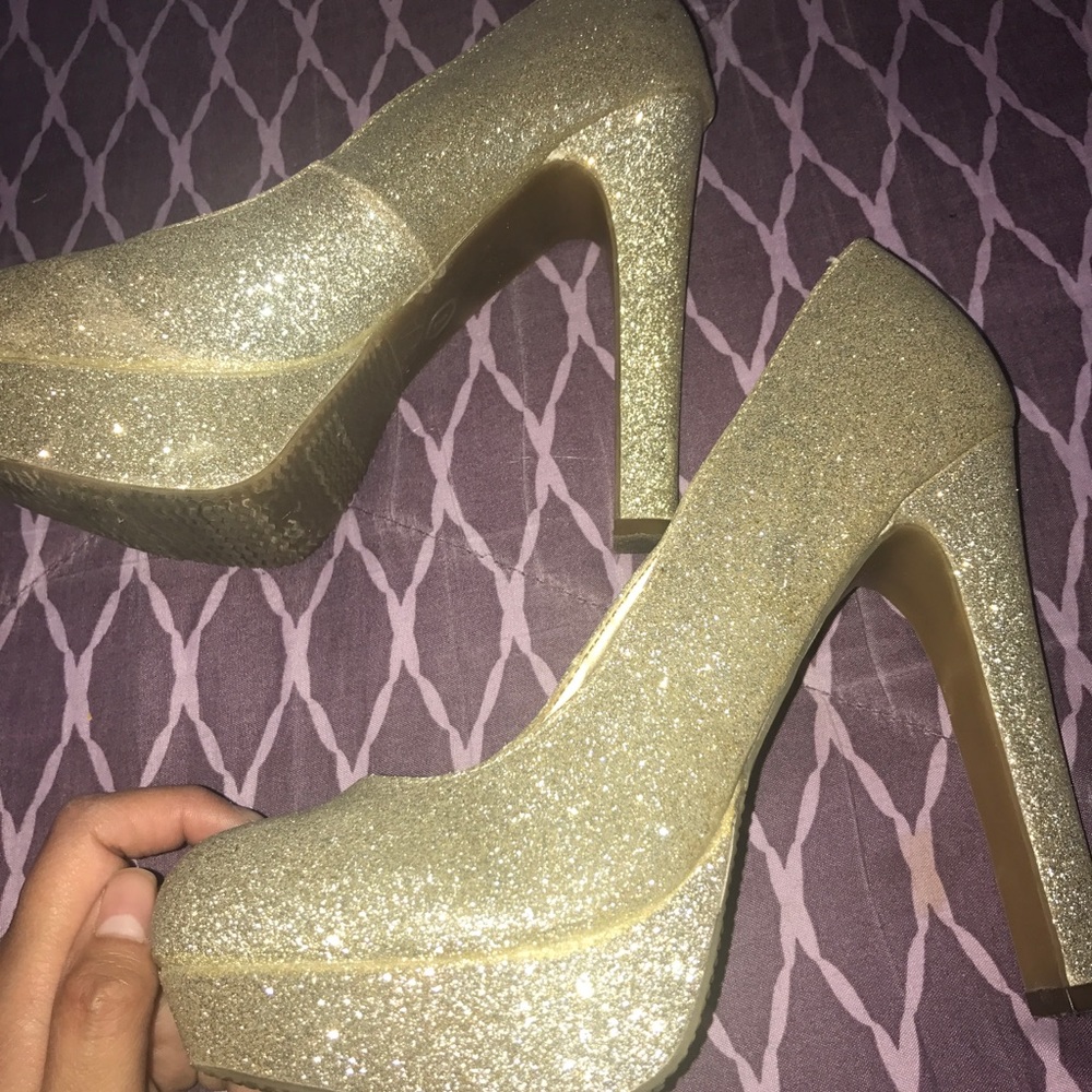 Glitter gold heels